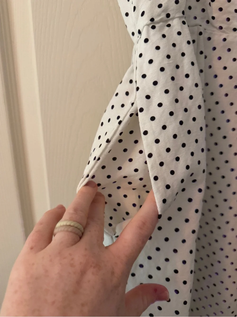 kate spade White Midi Dress with Black Polka Dots